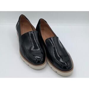 VIONIC Black Patent Leather Loafers White Soles Size 7